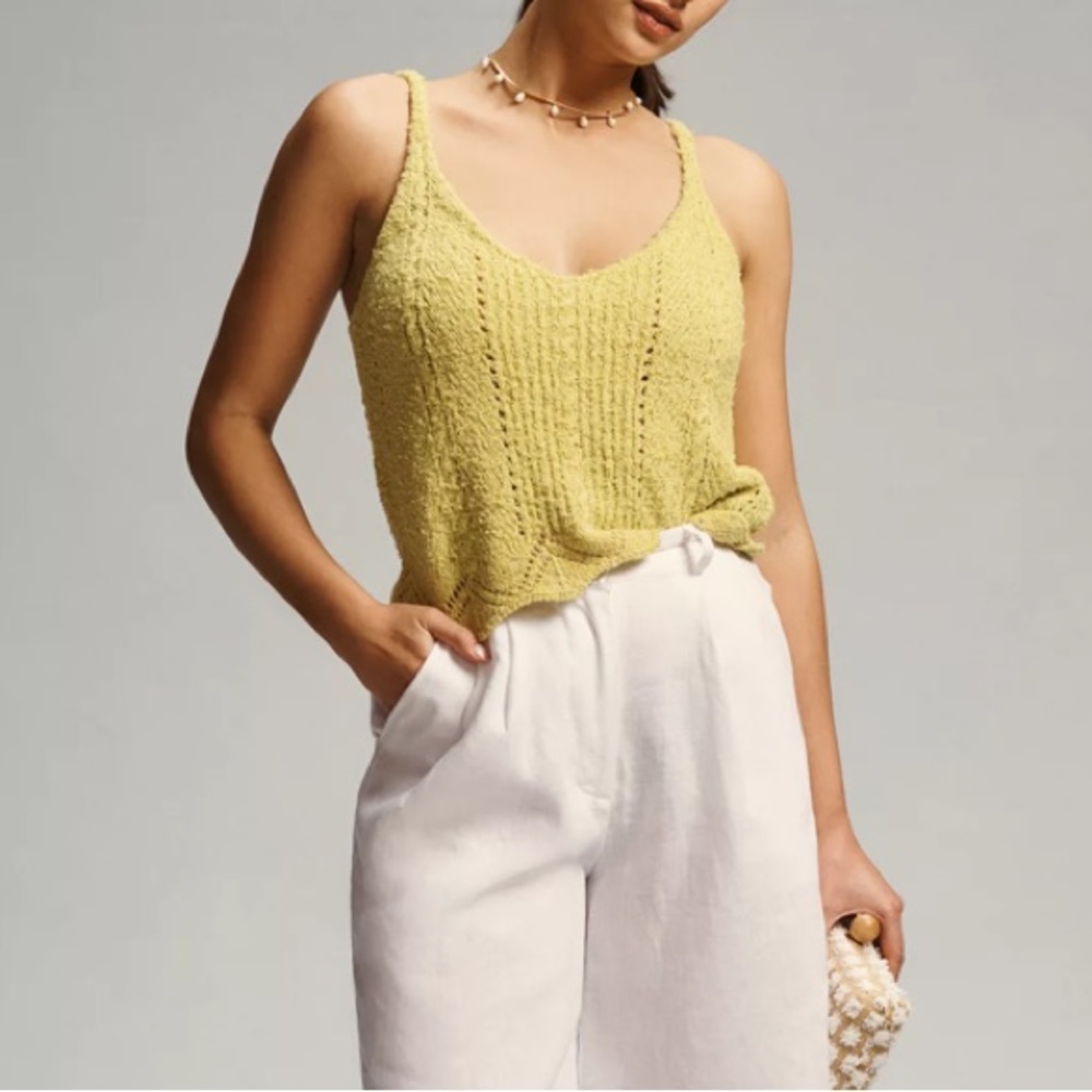 Anthropologie V-neck pointelle sweater tank xxs